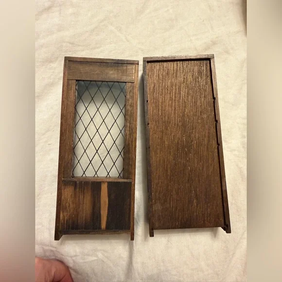 2 Dollhouse Miniature Wood Bookcase Shelving Cabinet Brown - Picture 3 of 3